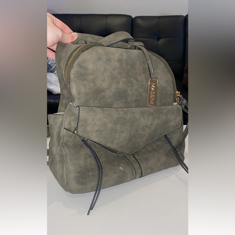 Green Pleather Backpack Purse